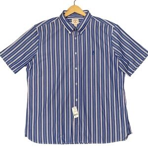 Brooks Brothers Red Fleece XXL Blue Stripe Button Down Cotton Shirt NWT